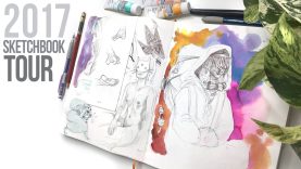 2017 Sketchbook Tour Life Drawing Watercoloor Gouache in my Travelogue Watercolor Journal