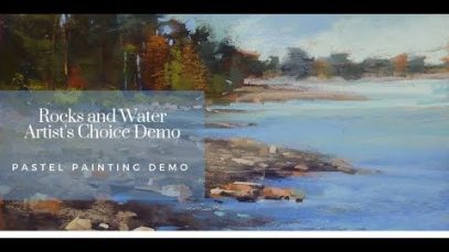 Pastel Landscape Demo Painting Rocks and Water