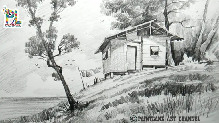 Easy Landscape Drawing In Pencil - Scenery Drawing - Paintingtube