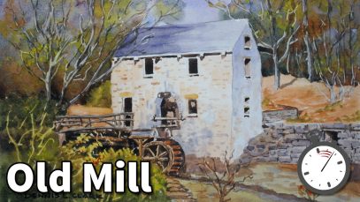 How to Paint Landscapes in Watercolor Old Mill Time Lapse Painting Tutorial