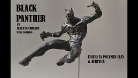 Black Panther speed modeling figure in polymer clay