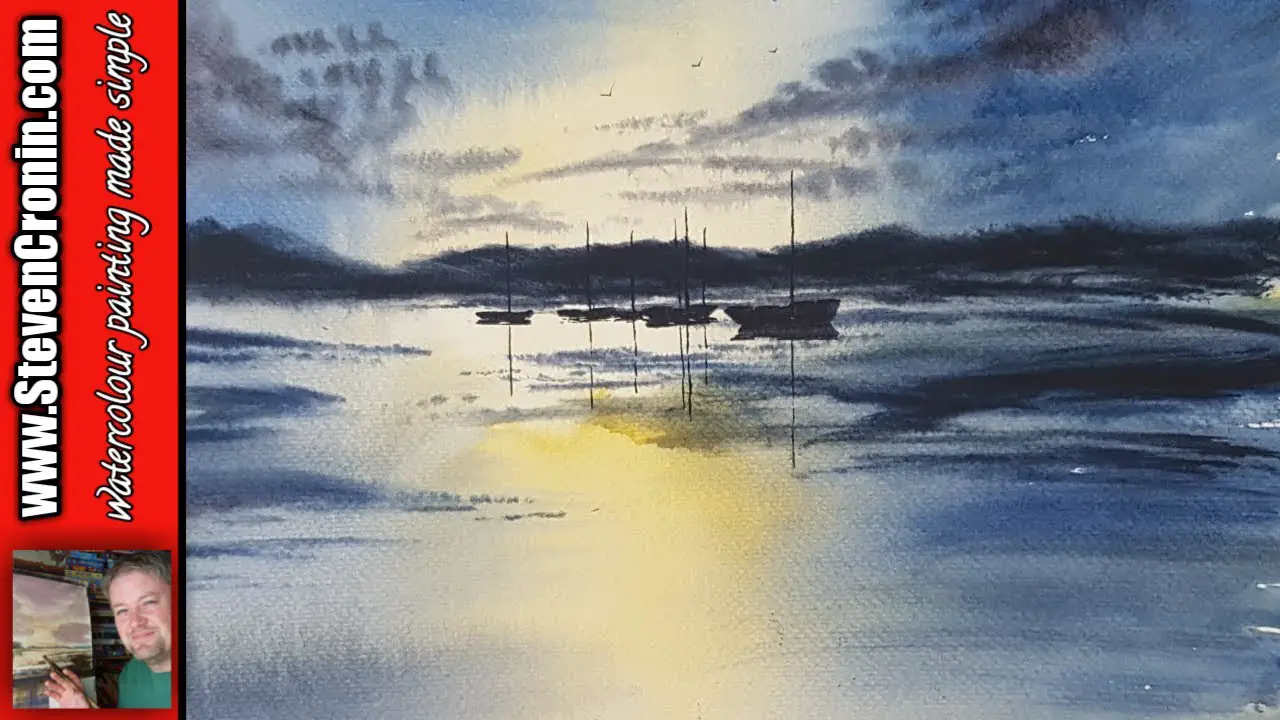 Loose Watercolour Sky Practice, Paint a Simple Hake Brush Seascape