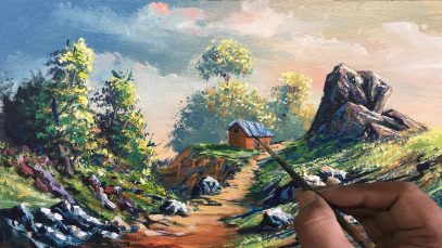 How To Paint Realistic Golden Landscape Painting In Acrylic Beautiful Scenery Painting Tutorial