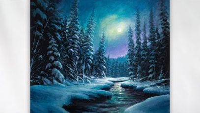 Painting a Moonlit Winter Landscape in Acrylics
