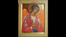 Egg tempera and water guilding Writing the icon of the Archangel Michael