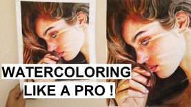 Hyper Realistic Watercolor Portrait Progress Video
