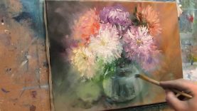 Oil painting. The flowers