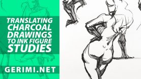 Translating charcoal drawings to ink figure studies