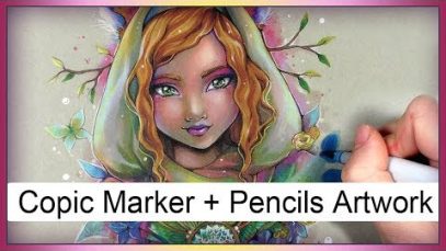 Illustration ♦ Kitsune Fox girl Art ♦ Copic Marker pencils on Strathmore paper by Sakuems