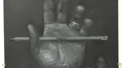 MIGZ TATZ TIME LAPSE WHITE CHARCOAL DRAWING OF HANDS LIFE DRAWING