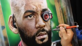 Painting Will Smith as Deadshot Airbrush Will Smith Time lapse