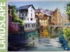 Watercolor Landscape Painting Canals of Bruges