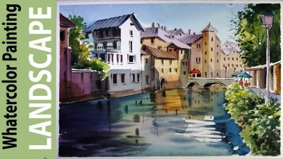 Watercolor Landscape Painting Canals of Bruges