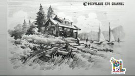 How to draw Pencil Shading Landscape Pencil Art