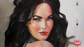 poster colour painting portrait of beautiful girl Time lapse Ts creation Clip 7