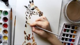 Giraffe GOUACHE amp WATERCOLOR Timelapse Painting