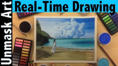How to Color a Tropical Ocean Beach Scene with Soft Pastels Real Time Tutorial