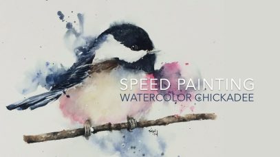 Speed Painting Loose Watercolor Chickadee