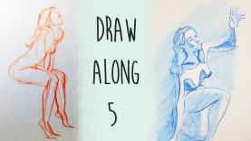 Draw Along Club 5 Figure Drawing Practice with blind drawing warm up