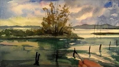 Drawing amp Painting BALATON Lake in Watercolor How to Paint Side of Lake in Aquarelle