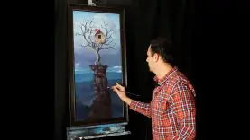 Time Lapse Acrylic Landscape Painting Surreal Tree House Art by Tim Gagnon