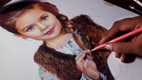 A child portrait Colored pencil drawing timelapse