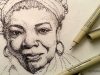Pen and Ink Drawing Tutorials Stipple portrait drawing of Maya Angelou