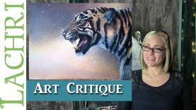 Art Critique acrylic and colored pencil tiger tips w Lachri