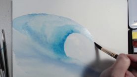 New Watercolors Painting an ocean wave