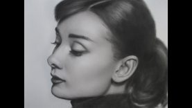 Drawing Audrey Hepburn Speed Drawing of a face painting in Dry Brush Technique