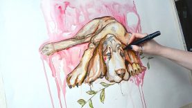 Watercolor Bloodhound Speed painting