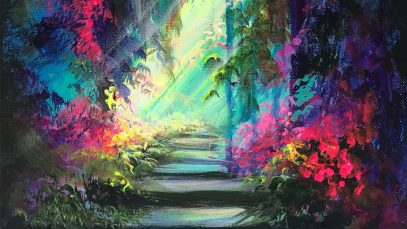 ACRYLIC PAINTING of The Enchanted Garden Landscape Painting