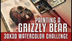Painting a Grizzly Bear 30×30 Direct Watercolor Challenge