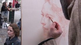Portrait demonstration by place du tertre artist Samuel