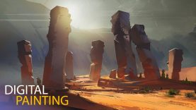 Desert Pillars Digital Painting Process