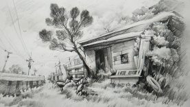 How To Draw A Simple Small Wooden House With Pencil