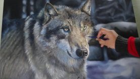 WOLF Oil painting on canvas speed painting