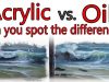 Acrylic vs. Oil Ocean Waves Side by side