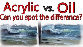 Acrylic vs. Oil Ocean Waves Side by side