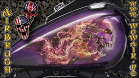 Airbrush by Wow No.877 quot Purple Skull amp Fire quot english commentary