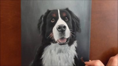 Pet Portrait Oil Painting of Bernese Mountain Dog