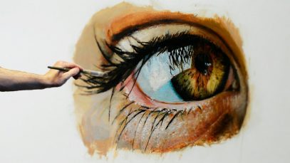 Realistic eye painting in oils