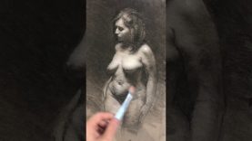 Time lapse charcoal drawing of Angela