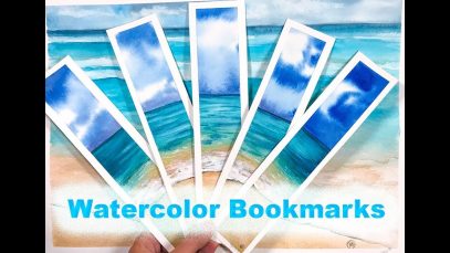 Watercolor OCEAN Bookmarks Painting Demonstration
