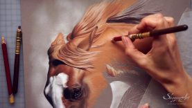 Horse drawing in pastel