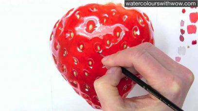 How to paint a realistic strawberry in watercolor by Anna Mason