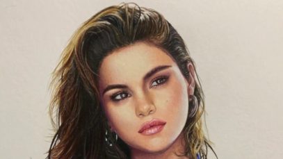 Selena Gomez Portrait speed drawing with markers amp colored pencils