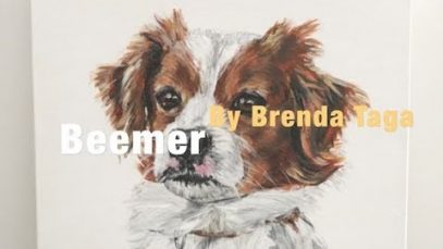 Painting Beemer the dog acrylic