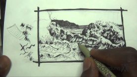 Pen amp Ink Drawing Tutorials How to draw a seascape with waves