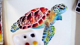 Sea Turtle Watercolor Painting Timelapse